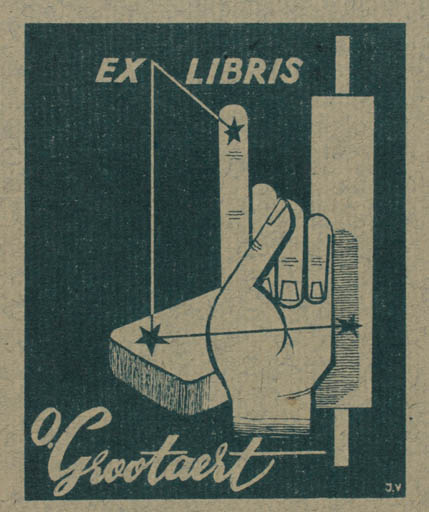 Exlibris by J. Vermeylen from Belgium for Oscar Grootaert - Working Printing technique 