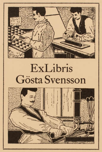 Exlibris by Gösta Svensson from Sweden for Gösta Svensson - Working Man Printing technique 