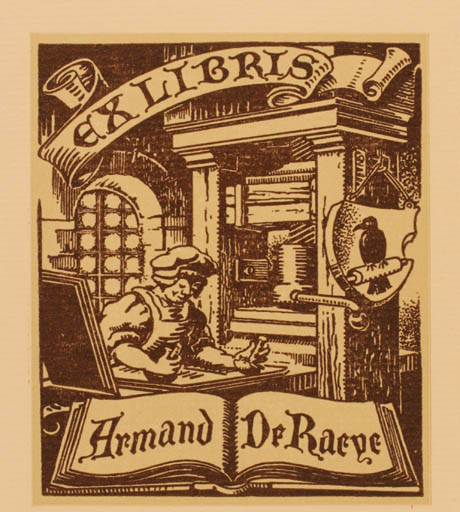 Exlibris by ? de Rycke from Belgium for Armand Dr. Raeve - Working Book Printing technique 