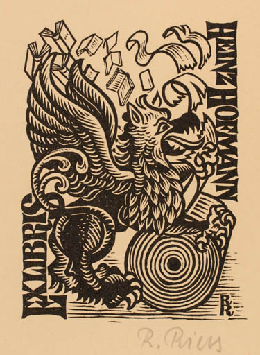 Exlibris by Rudolf Riess from Germany for Heinz Hofmann - Bird 