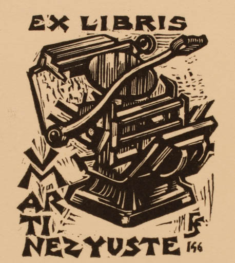 Exlibris by Julio Fernandez Saez from Spain for Artinez Yuste - Working Printing technique 