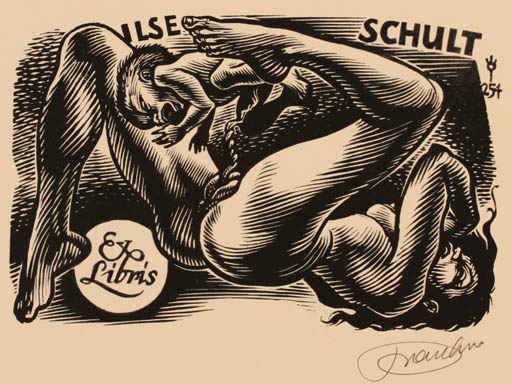 Exlibris by Frank-Ivo van Damme from Belgium for Ilse Schult - Child Woman 