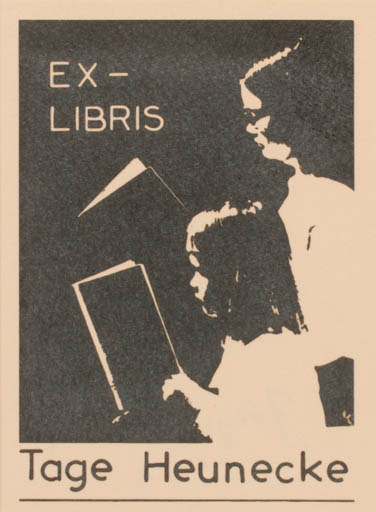 Exlibris by Jørgen Kudsk from Denmark for Tage Heunecke - Child Book Woman 