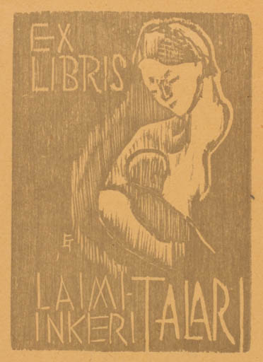 Exlibris by Erkki Talari from Finland for Outi Talari - Child Woman 