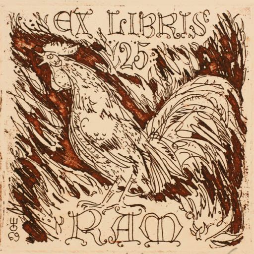 Exlibris by Evald Okas from Estonia for ? RAM - Fauna Bird 