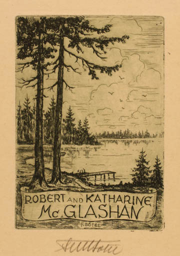 Exlibris by Fritz Bötel from Germany for Robert and Katharine Mc. Glashan - Scenery/Landscape 