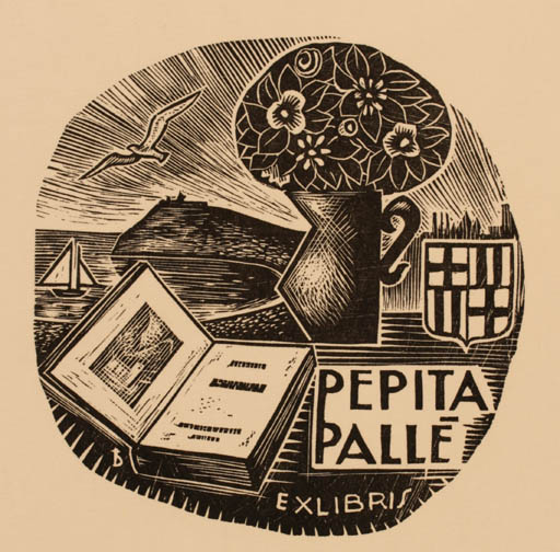 Exlibris by Oriol M. Divi from Spain for Pepita Palle - Book Scenery/Landscape 