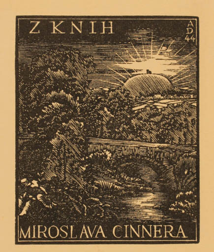 Exlibris by Antonin Dolezal from Czechoslovakia for Miroslav Cinner - Scenery/Landscape 