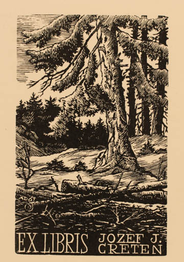 Exlibris by Antonin Dolezal from Czechoslovakia for Jozef J. Creten - Scenery/Landscape Forest 