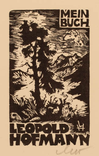 Exlibris by Leopold Hofmann from Austria for Leopold Hofmann - Scenery/Landscape Tree 