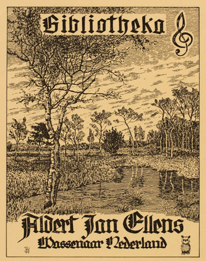 Exlibris by Bernhard Kuhlmann from Germany for Aldert Jan Gllens - Scenery/Landscape 