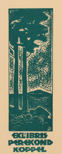 Exlibris by Jaak Kuusk from Estonia for Perekond Koppel - Scenery/Landscape Tree 