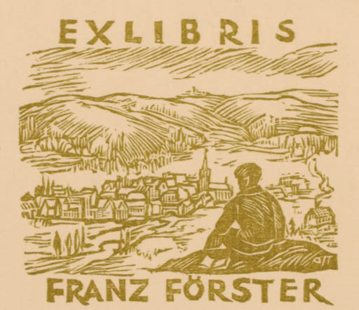 Exlibris by Herbert S. Ott from Germany for Franz Förster - City Scenery/Landscape 