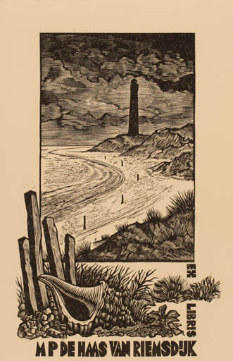 Exlibris by Lou Strik from Netherland for M.P. De Haas Van Riemsdijk - Scenery/Landscape 