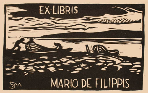 Exlibris by Miroslav Svozil from Czechoslovakia for Mario de Filippis - Maritime Ship/Boat 