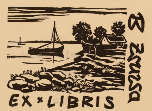 Exlibris by M. Laszlo Szabo from Hungary for ? ? - Scenery/Landscape Maritime Ship/Boat 