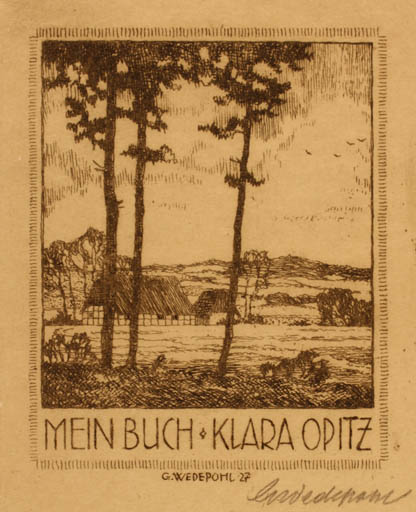 Exlibris by Gerhard Wedepohl from Germany for Klara Opitz - Scenery/Landscape 