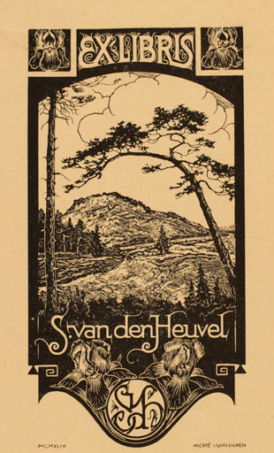 Exlibris by C. Andrè Vlaanderen from Belgium for Svan den Heuvel - Mountain Scenery/Landscape 