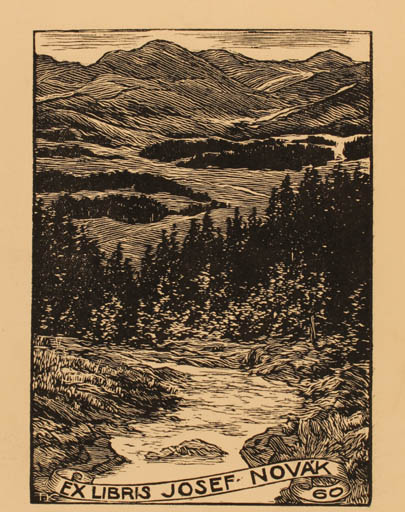 Exlibris by Frantisek Kobliha from Czechoslovakia for Josef Novák - Mountain Scenery/Landscape 