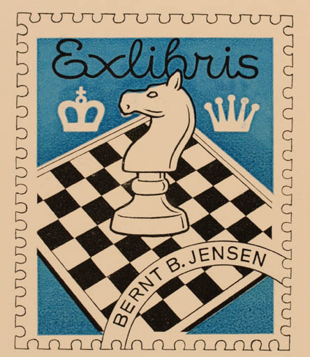 Exlibris by Viggo Ovesen from Denmark for Bernt B. Jensen - Sport/game 