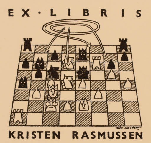 Exlibris by Alex Secher from Denmark for Kristen Rasmussen - Sport/game 