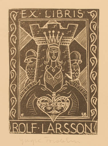 Exlibris by Yngve Forsblom from Sweden for Rolf Larsson - Sport/game 