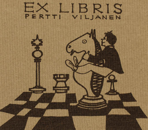 Exlibris by Birgitta Goldbeck from Finland for Pertti Viljanen - Horseman/Rider Sport/game 