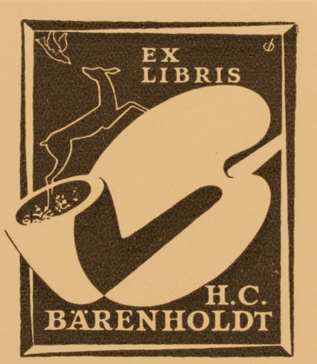Exlibris by Christian Blæsbjerg from Denmark for H. C. Bärenholdt - 