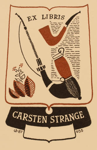 Exlibris by Christian Blæsbjerg from Denmark for Carsten Strange - 