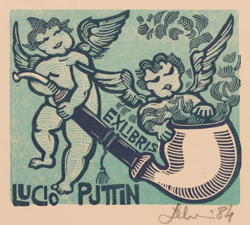 Exlibris by Maria Elisa Leboroni from Italy for ucio Puttin - Angel 