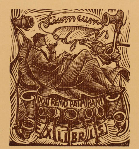 Exlibris by Gian Luigi Uboldi from Italy for Rosellae Remo Pamirani - 