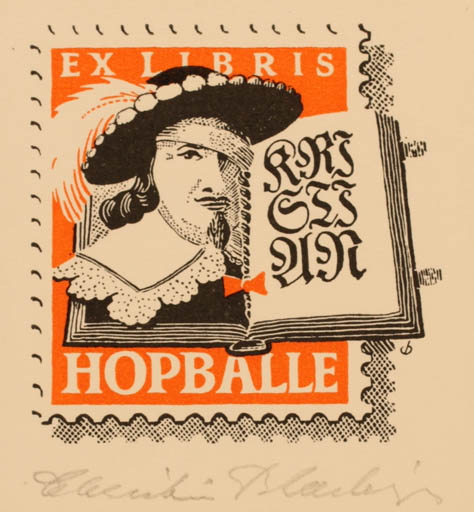 Exlibris by Christian Blæsbjerg from Denmark for Kristian Hopballe - Book Hobby 