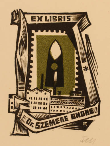 Exlibris by Antal Fery from Hungary for Dr. Szemere Endre - 