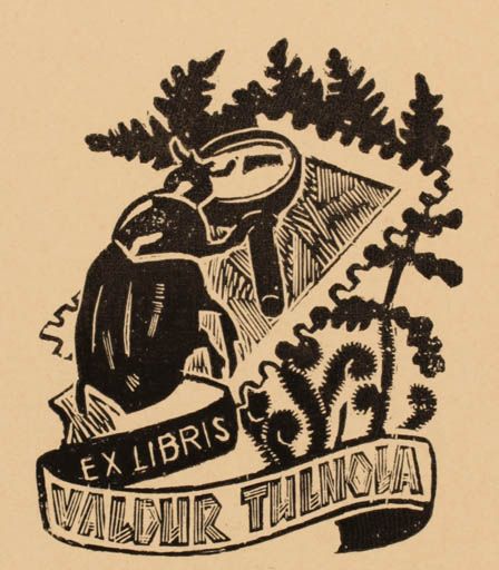 Exlibris by Väino Tönisson from Estonia for Valdur Tulnola - Hobby Insect 