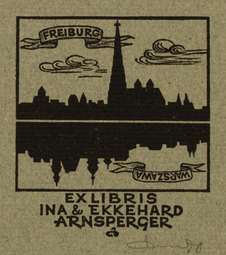 Exlibris by Zbigniew Dolatowski from Poland for Ina & Ekkehard Arnsperger - City 