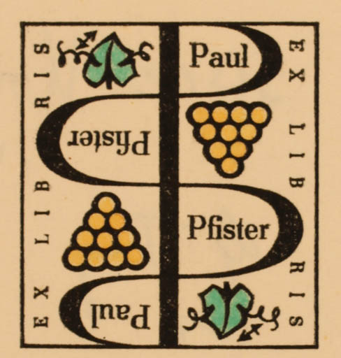 Exlibris by Gerhard Tag from Germany for Paul Pfister - Wine 