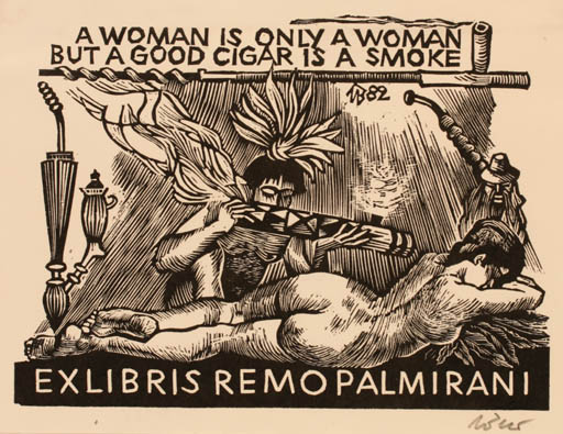 Exlibris by Ullrich Bewersdorff from Germany for Rosellae Remo Pamirani - Woman 