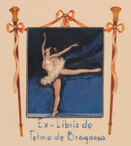 Exlibris by Severino Godhino Aulo-Gelio from Portugal for Telmo José De Bragansa - Dancing Woman 