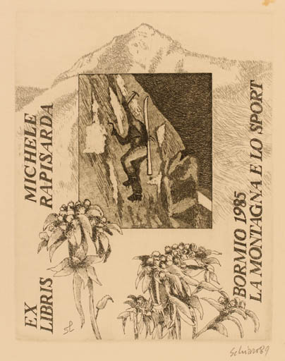 Exlibris by Luciano Schiavo from Italy for Michele Rapisarda - Mountain 