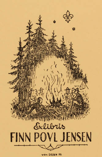 Exlibris by Erik Brønsdorff von Deden from Denmark for Finn Povl Jensen - 