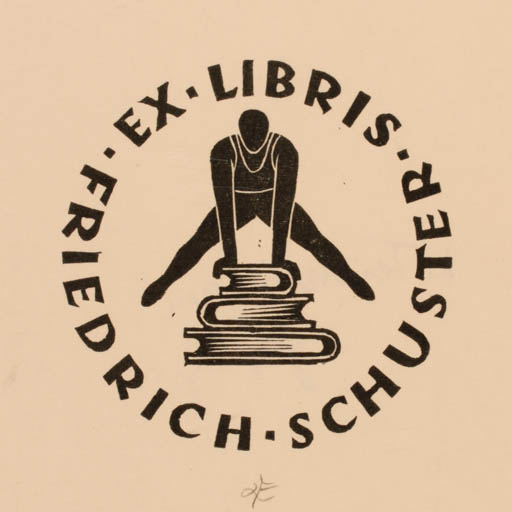 Exlibris by Leopold Feichtinger from Austria for Friedrich Schuster - Book Sport/game 