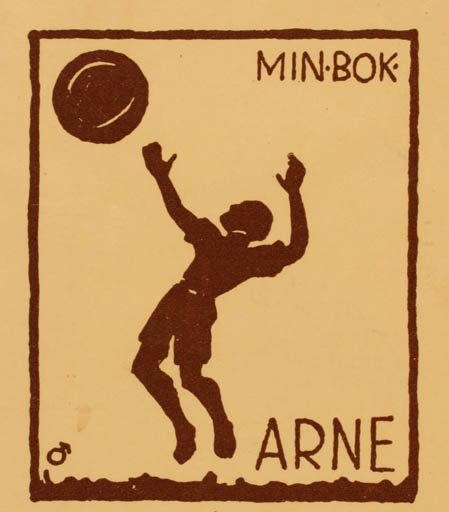 Exlibris by Albert Jaern from Norway for Arne ? - Man Sport/game 