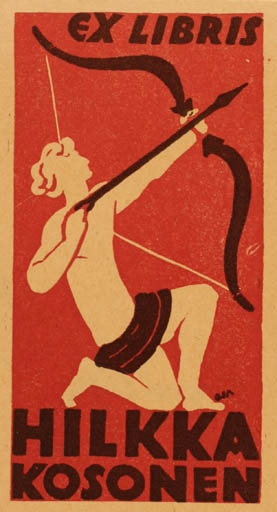 Exlibris by Onni Oja from Finland for ilkka Kosonen - Man Sport/game 