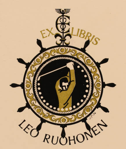 Exlibris by Jorma Piironen from Finland for Leo Ruohonen - Sport/game 