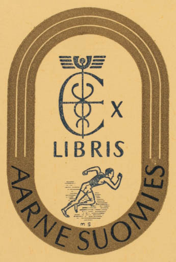 Exlibris by Martii Santala from Finland for Aarne Suomies - Sport/game 