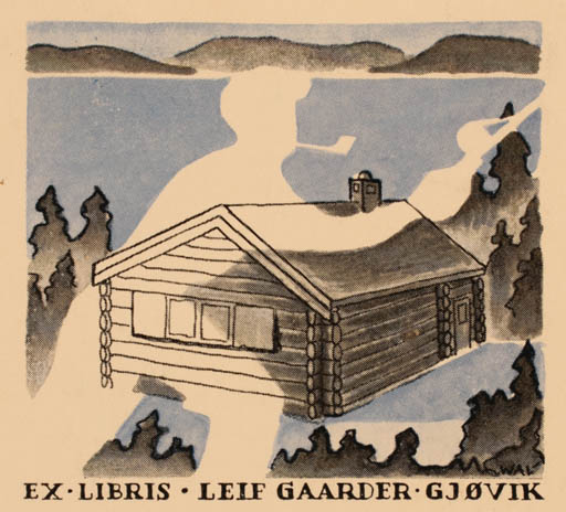 Exlibris by Odd Walerius from Norway for Leif Gaarder Gjøvik - Scenery/Landscape 