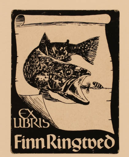 Exlibris by ? ? from Denmark for Finn Ringtved - Fish Hobby 