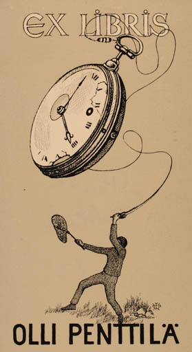 Exlibris by Toivo-Pentti Pakkala from Finland for Olli Penttilä - Hobby Man 