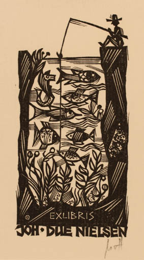 Exlibris by Norbert H. Ott from Germany for Johan Due Nielsen - Fish Hobby Man 