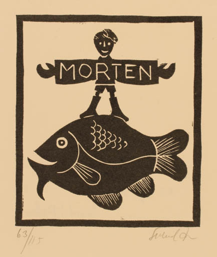 Exlibris by Svend P. Jørgensen from Denmark for ? ? - Fish Hobby 